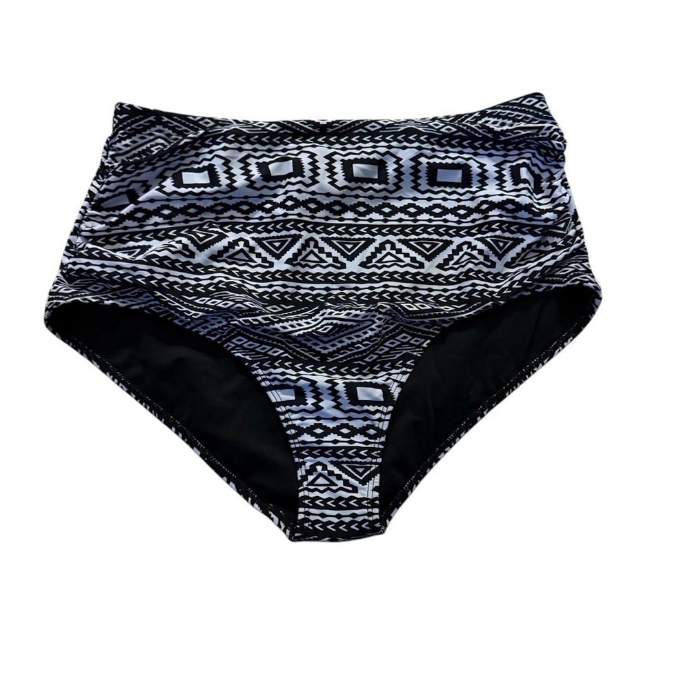 Ekouaer Bikini bottoms, high waisted, geometric design size extra large NWOT